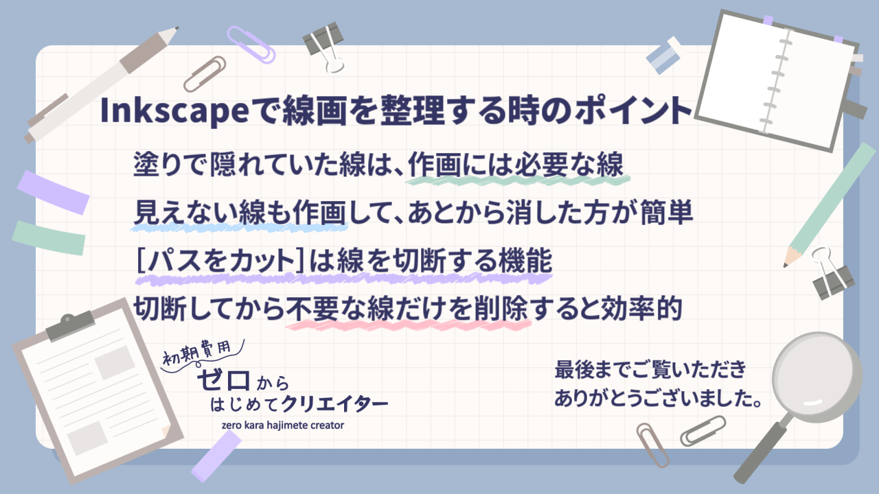 Inkscapeで線画を整理する時のポイント