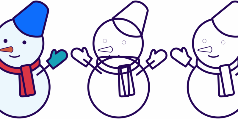 パスをカット練習用ゆきだるま