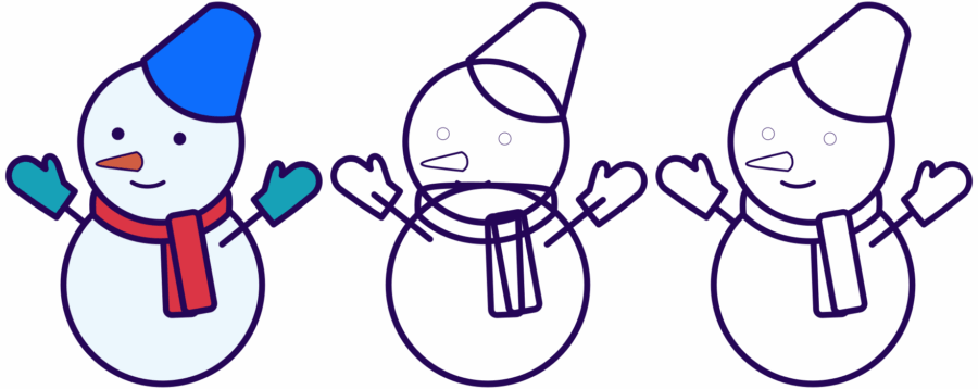 パスをカット練習用ゆきだるま